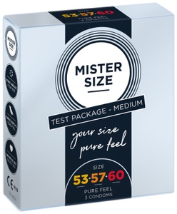 Набір презервативів Mister Size - pure feel - 53–57–60 (3 condoms), 3 розміри, товщина 0,05 мм SO8040