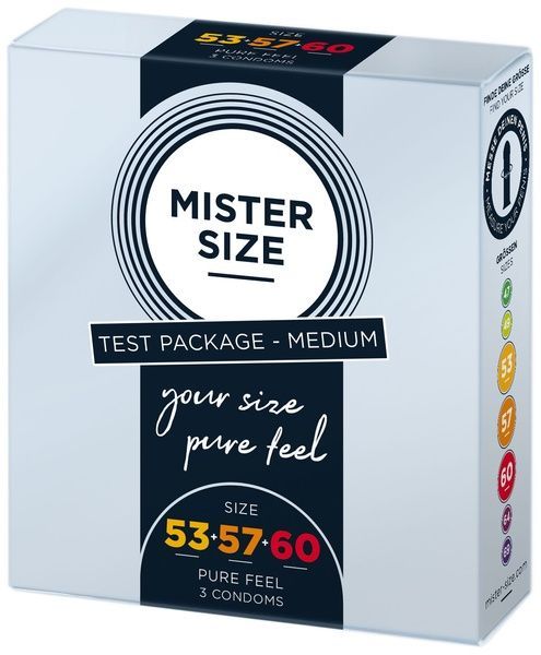 Набір презервативів Mister Size - pure feel - 53&ndash;57&ndash;60 (3 condoms), 3 розміри, товщина 0,05 мм SO8040