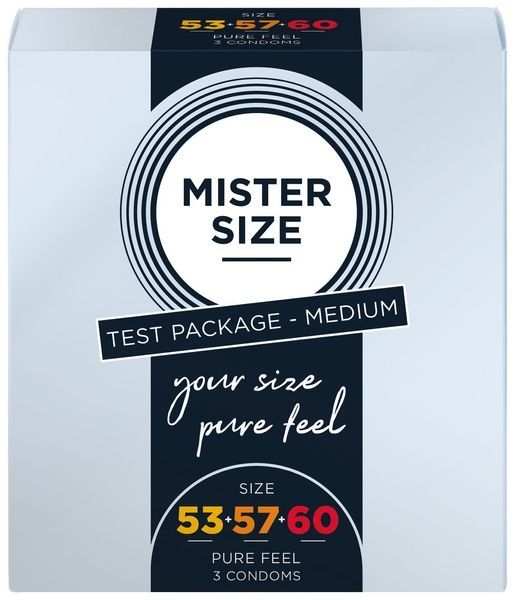 Набір презервативів Mister Size - pure feel - 53&ndash;57&ndash;60 (3 condoms), 3 розміри, товщина 0,05 мм SO8040