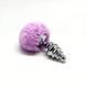 Металева анальна пробка Кролячий хвостик Alive Fluffy Twist Plug L Purple, діаметр 3,8 см SO6310 3