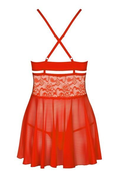Бебі-дол Obsessive 838-BAB-3 babydoll & thong red 2XL/3XL SX1121