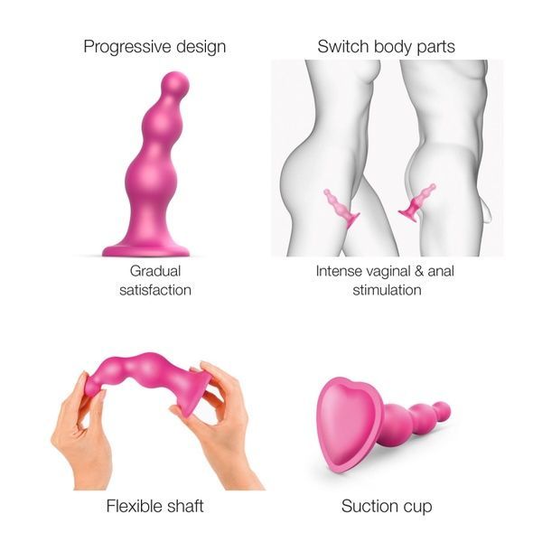 Насадка для страпона Strap-On-Me Dildo Plug Beads Framboise Metallic XL SO8988