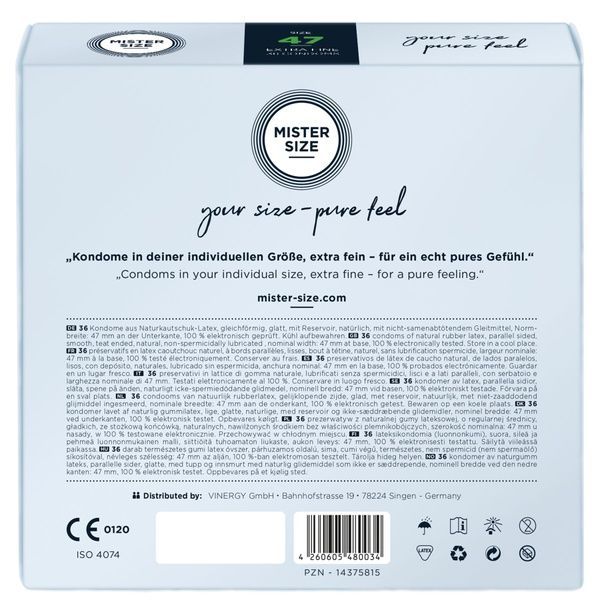 Презервативи Mister Size - pure feel - 47 (36 condoms), товщина 0,05 мм SO8049