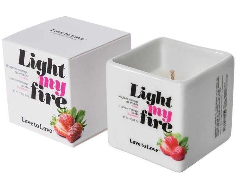 Масажна свічка Love To Love LIGHT MY FIRE Strawberry (80 мл) без парабенів і консервантів SO1398