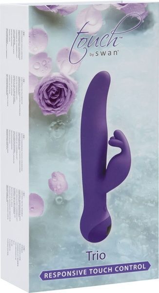 Вібратор-кролик Touch by SWAN - Trio Purple, сенсорне керування, ротація, діаметр 3,8 см SO7767