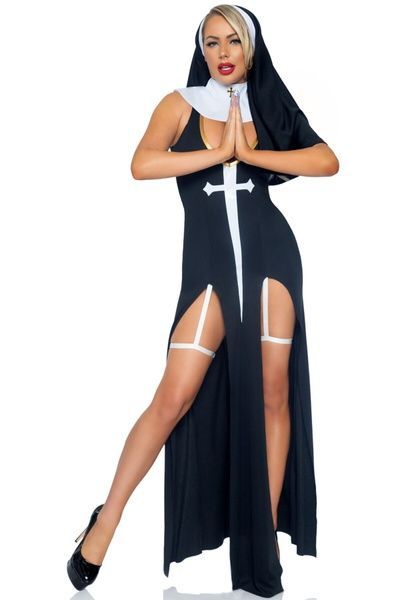 Костюм монашки-грішниці Leg Avenue Sultry Sinner M, сукня, головний убір, комір SO9151