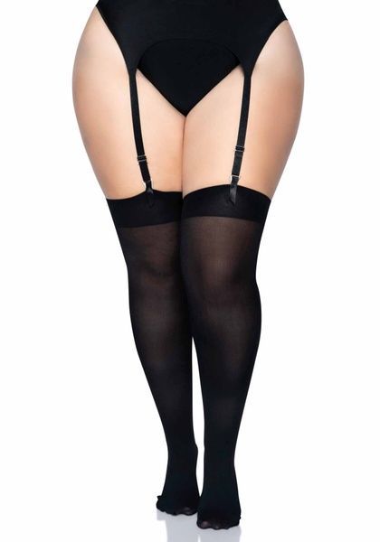 Плотные непрозрачные чулки Leg Avenue Nylon Thigh Highs Black, plus size SO7917 фото