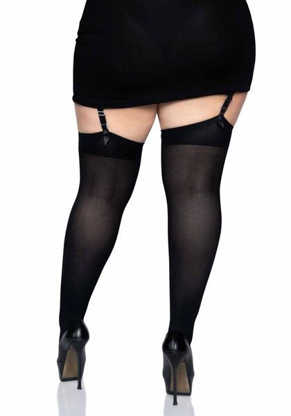 Плотные непрозрачные чулки Leg Avenue Nylon Thigh Highs Black, plus size SO7917 фото