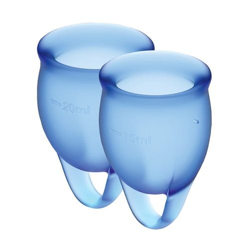 Набір менструальних чаш Satisfyer Feel Confident (dark blue), 15мл та 20мл, мішечок для зберігання SO3576