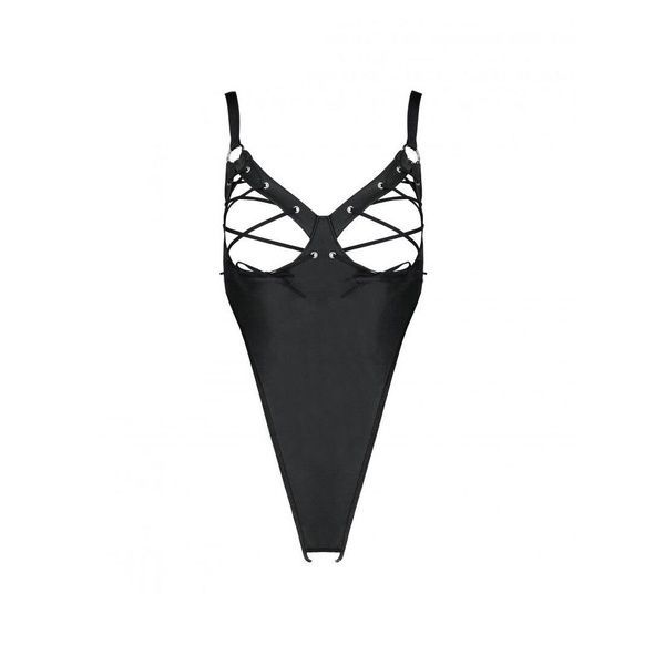 Боди из экокожи Passion CELINE BODY S/M, black, с доступом, открытый SO6404 фото