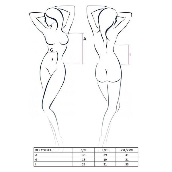 Корсет під латекс з пажами BES CORSET black L/XL - Passion Exclusive, стрінги, шнурівка PS20301