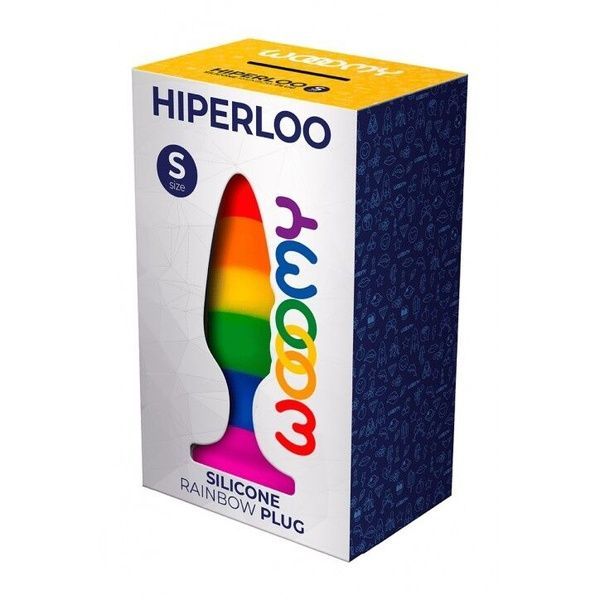 Силіконова анальна пробка Wooomy Hiperloo Silicone Rainbow Plug S, діаметр 2,4 см, довжина 9 см SO7424