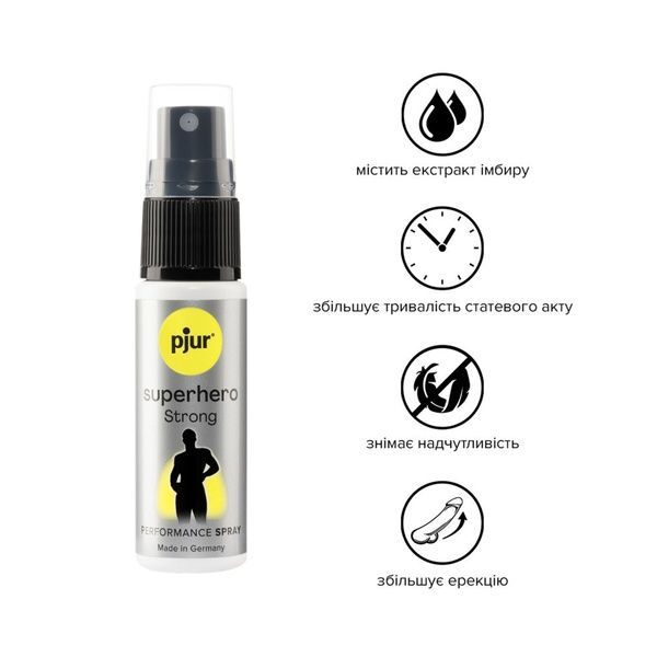 Пролонгувальний спрей pjur Superhero Strong Spray 20 ml, з екстрактом імбиру, всотується в шкіру PJ12920