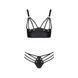 Комплект з екошкіри з люверсами та ремінцями Malwia Bikini black S/M &mdash; Passion, бра та трусики SO5763 3