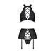 Комплект з еко-шкіри з імітацією шнурівки Nancy Set black L/XL - Passion топ, трусики та пояс для па SO5373 3