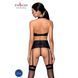 Комплект з еко-шкіри з імітацією шнурівки Nancy Set black L/XL - Passion топ, трусики та пояс для па SO5373 2