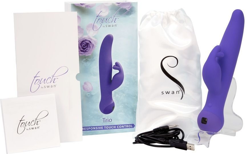 Вібратор-кролик Touch by SWAN - Trio Purple, сенсорне керування, ротація, діаметр 3,8 см SO7767
