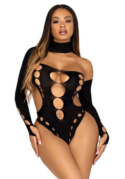 Боді Leg Avenue Seamless thong back bodysuit Black One Size SO9097