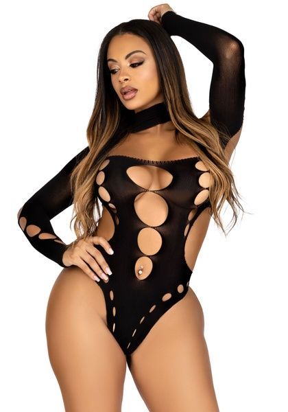 Боді Leg Avenue Seamless thong back bodysuit Black One Size SO9097