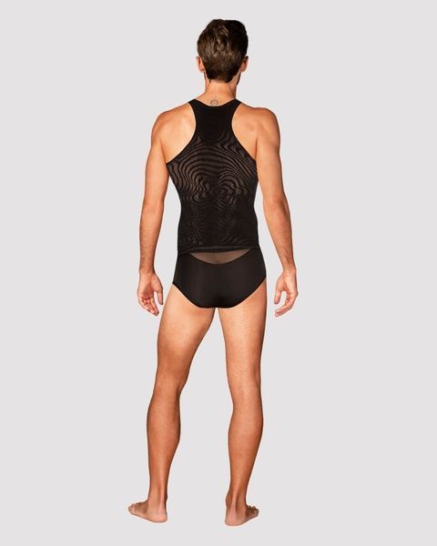Чоловіча напівпрозора майка-борцовка з візерунком Obsessive T103 tank top S/M/L, чорна SO7311