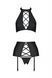 Комплект з екошкіри Passion Nancy Set 4XL/5XL black, імітація шнурівки, топ, пояс для панчіх SO7106 3