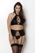 Комплект з екошкіри Passion Nancy Set 4XL/5XL black, імітація шнурівки, топ, пояс для панчіх SO7106 1