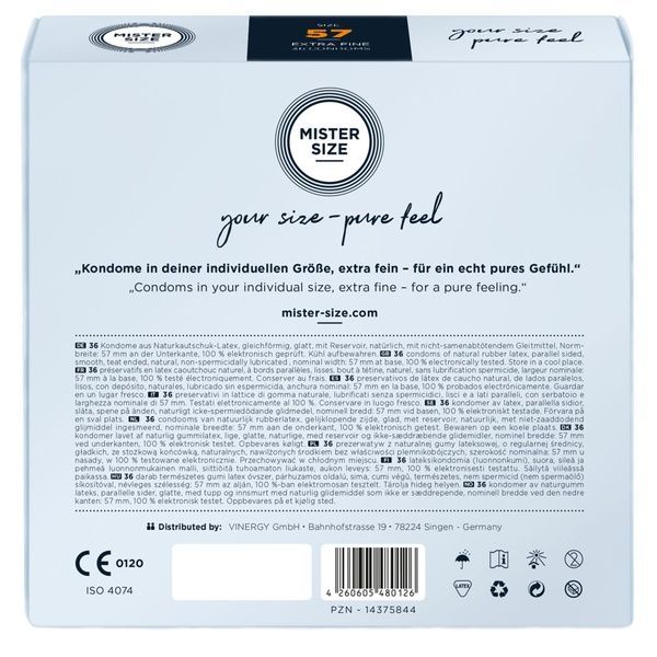 Презервативи Mister Size - pure feel - 57 (36 condoms), товщина 0,05 мм SO8052