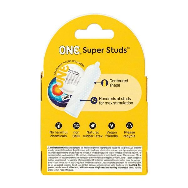 Презервативи ONE Super Studs 3 шт, картонна коробка SX0782