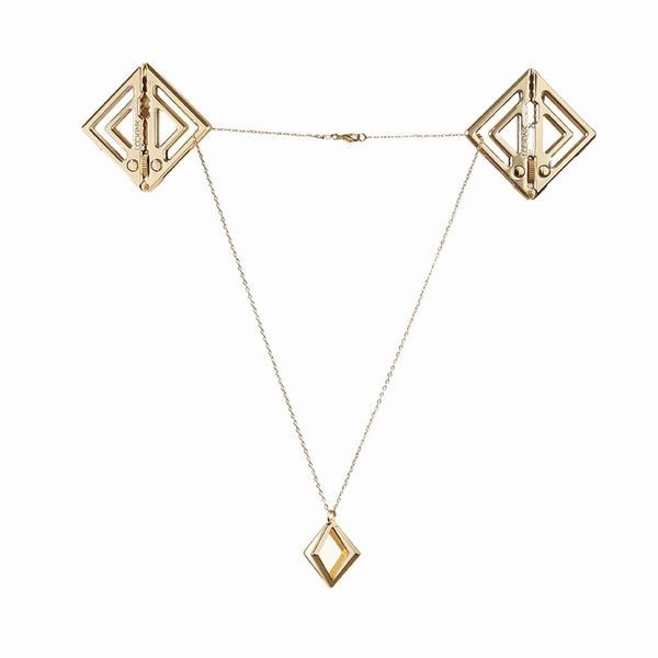 Затискачі для сосків з легкої підвіскою LOCKINK Adjustable Nipple Clamps with Light Pendant - Golden SX0848