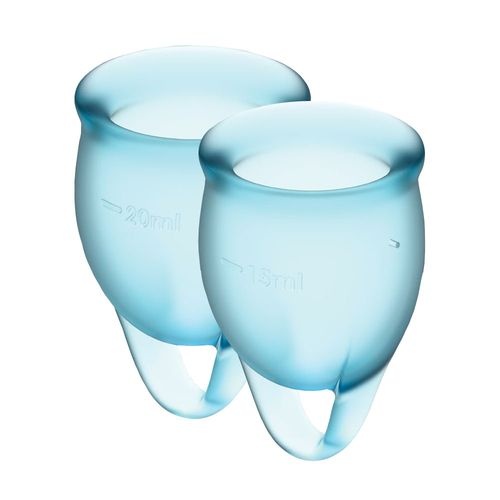 Набір менструальних чаш Satisfyer Feel Confident (light blue), 15мл та 20мл, мішечок для зберігання SO3578