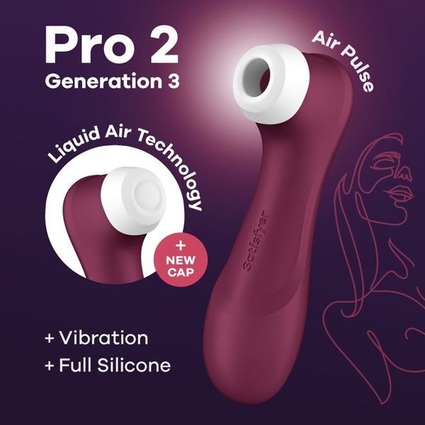Вакуумний кліторальний стимулятор Satisfyer Pro 2 Generation 3 with Liquid Air Wine Red SO7772