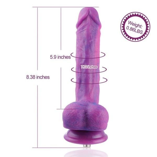 Фалоімітатор 8.2&Prime; з вібрацією для секс-машин Hismith Purple Silicone Dildo with Vibe, знімний конект SO6212