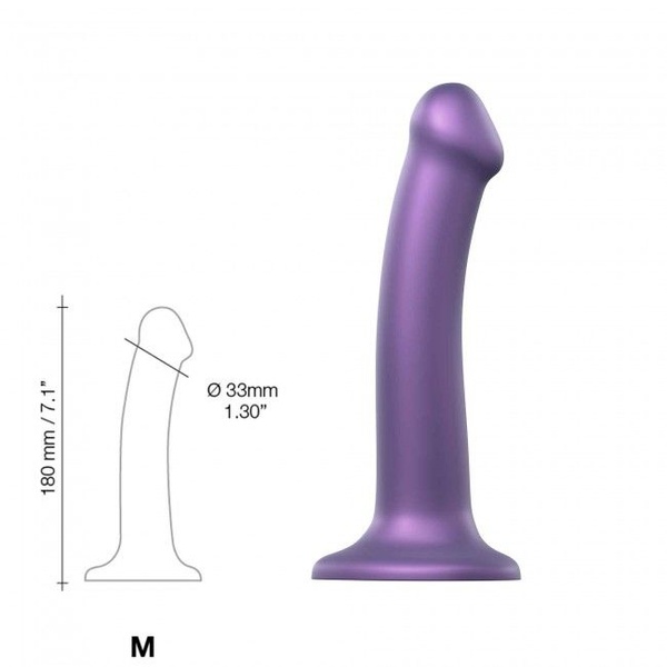 Насадка для страпону Strap-On-Me Mono Density Dildo Violet M, діам. 3,3 см, одношаровий силікон SO3570