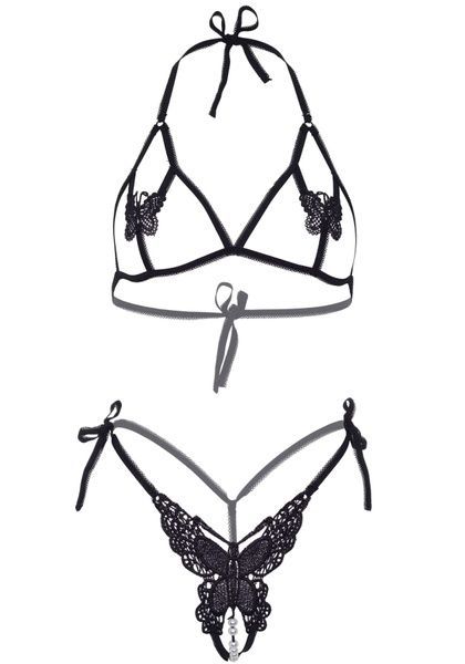Комплект Leg Avenue Open cup bra and pearl panty White SO9154