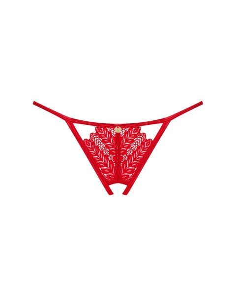 Трусики з доступом Obsessive Ingridia crotchless thong XL/2XL, червоні SO9045