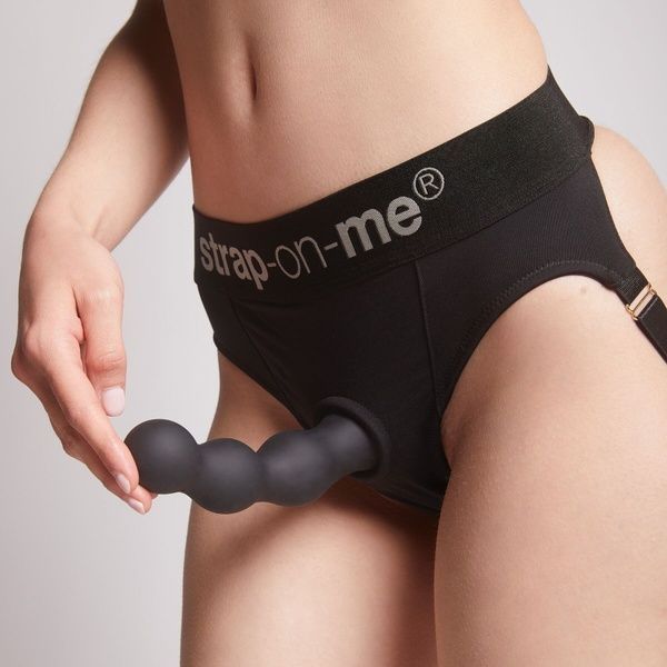 Насадка для страпона Strap-On-Me Dildo Plug Balls Black M SO8993