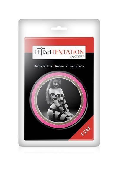 Скотч для бондажа Fetish Tentation Fuchsia (15м), не липне до шкіри і волосків, тільки сам до себе SO4445
