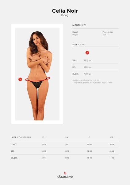 Прозорі стрінги із мереживом Obsessive Celia Noir thong XS/S SO7868