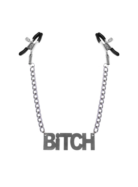 Затискачі для сосків Bitch, Feral Feelings - Nipple clamps Bitch, срібло/чорний SO3791
