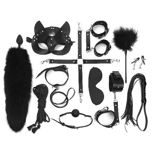 Набір Art of Sex - Maxi BDSM Set Leather, 13 предметів, натуральна шкіра, Чорний SO7139