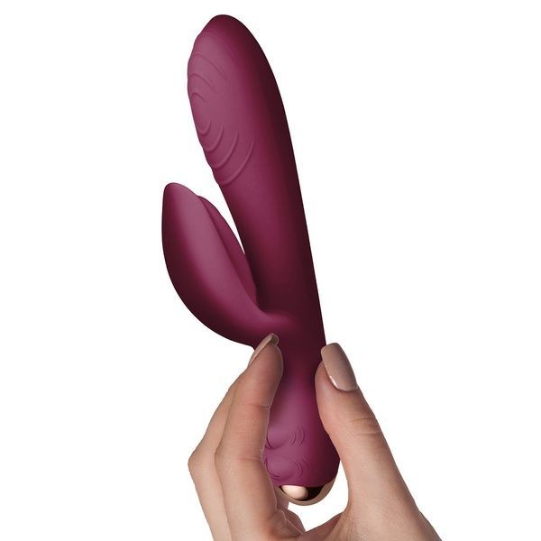 Вібратор-кролик Rocks Off Every Girl Burgundy, два мотори, різнокольорове LED-підсвічування, потужний SO2397