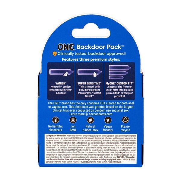 Презервативи ONE Backdoor 3 шт, картонна коробка SX0785