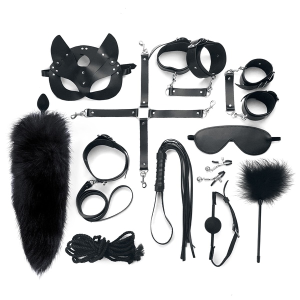 Набір Art of Sex - Maxi BDSM Set Leather, 13 предметів, натуральна шкіра, Чорний SO7139