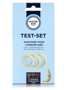 Набір презервативів Mister Size test-set 53–57–60, 3 розміри + лінійка, товщина 0,05 мм SO8056