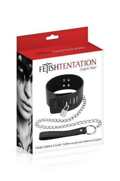 Нашийник з повідцем Fetish Tentation Padlock and Leash SO3729