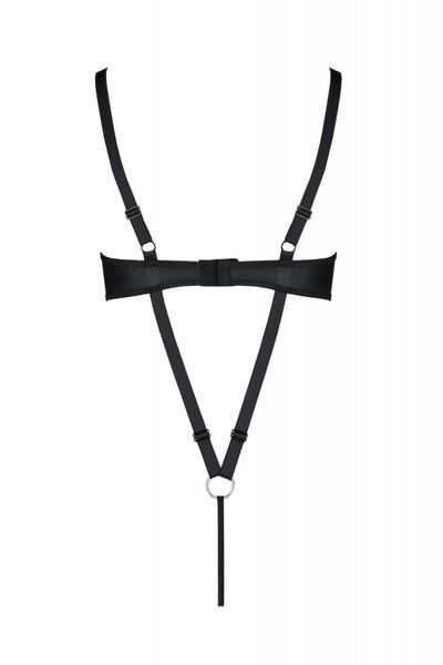 Боді з екошкіри Passion Celine Body 6XL/7XL black, з доступом, відкритий SO7060