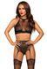 Эротический комплект Leg Avenue Crop top and garter panty Black, топ, трусики с доступом, чулки SO9156 фото 1
