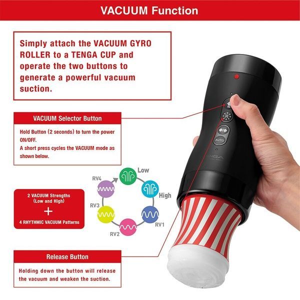 Автоматический мастурбатор Tenga VACUUM GYRO ROLLER SET, ротация и вакуум, совместим с Tenga Cup SO7041 фото