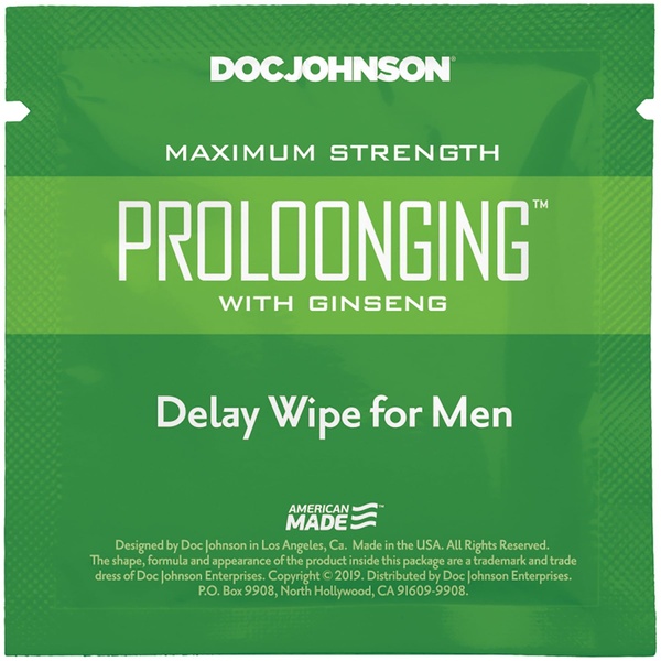 Пролонгуюча серветка Doc Johnson Delay Wipe For Men з екстрактом женьшеню SO3486