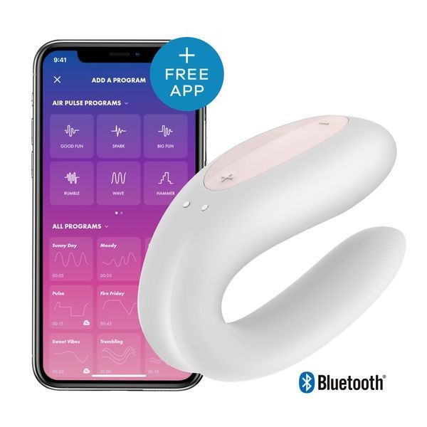 Смартвібратор для пар Satisfyer Double Joy White із широким кліторальним стимулятором SO3897